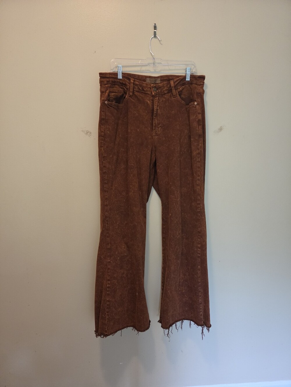Judy Blue Rust Brown Flare Jeans with Raw Hem